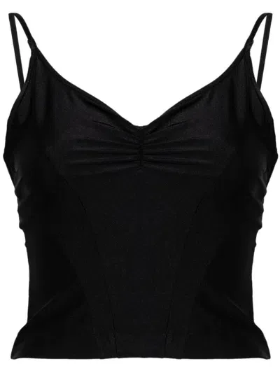 Alainpaul V-neck Crop Top In Black