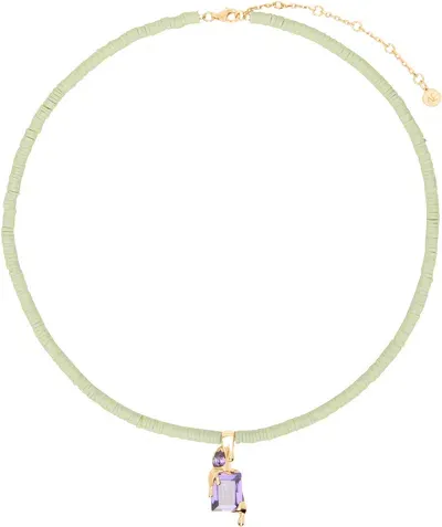 Alan Crocetti Green Raver Melt Necklace In Gold Vermeil