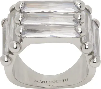 Alan Crocetti Silver Crystallised Armour Ring In Rhodium Vermeil