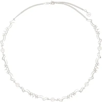 Alan Crocetti Silver Pearl Choker In Rhodium Vermeil