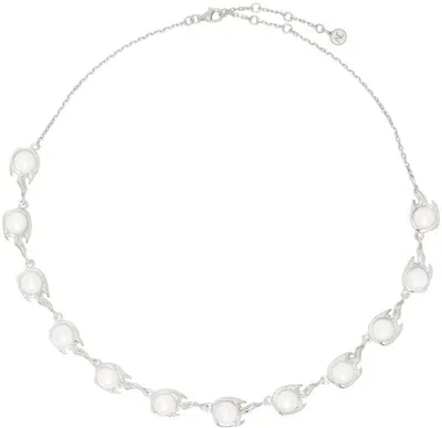 Alan Crocetti Silver Pearl Spark Choker In Rhodium