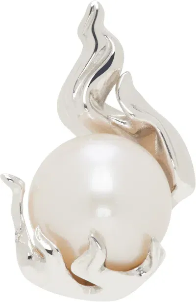 Alan Crocetti Ssense Exclusive Silver Pearl In Heat Single Earring In Metallic