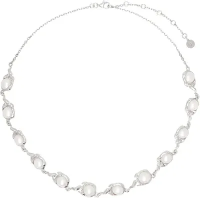 Alan Crocetti Ssense Exclusive Silver Pearl Spark Choker In Metallic