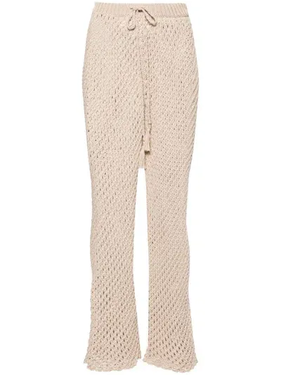 Alanui Mother Nature Net-knit Trousers In Sand