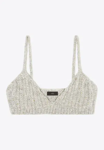 Alanui Astral Crochet Knit Bralette Top In Gray