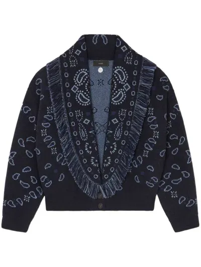 Alanui Bandana Wool And Cashmere Blend Cardigan In Black