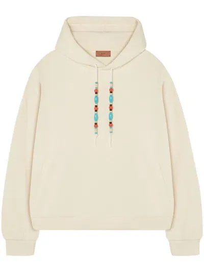 Alanui Bead-detail Drawstring Hoodie In White