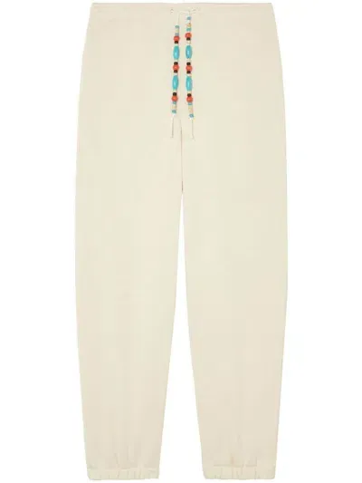 Alanui Bead-embellished Tapered Trousers In 303 Cream