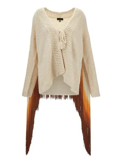 Alanui Bright Hues Fringed Cardigan In Ivory