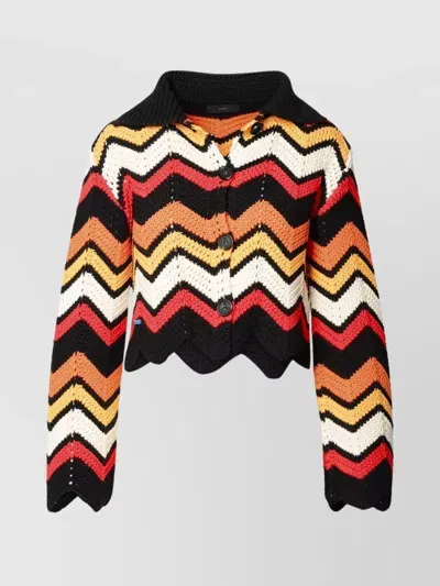 Alanui Chevron Pattern Cotton Blend Cardigan In Multi