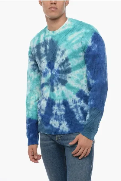 Alanui Crew Neck Blue Lagoon Tie Dye Wool Pullover