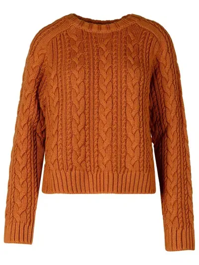 Alanui Crewneck Ribbed Jumper In Brown