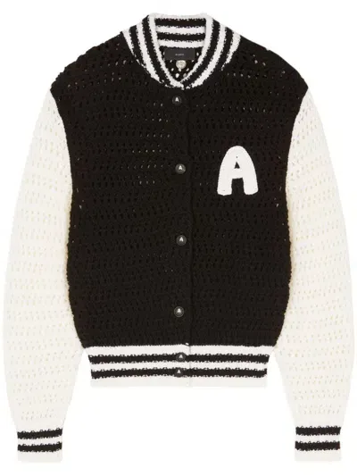 Alanui Crochet-knit Bomber Jacket In Black