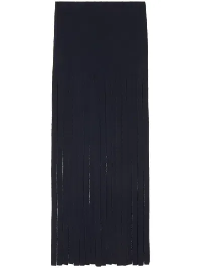 Alanui Eclectic Fringed Wool Skirt In Blue