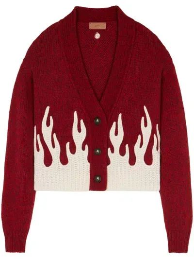 Alanui Flame-motif Cropped Cardigan In Rot