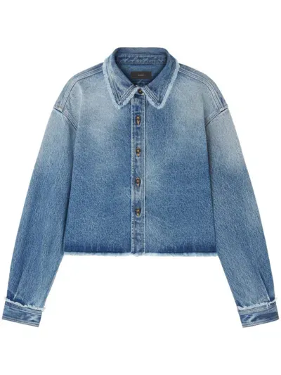 Alanui Frayed Cropped Denim Jacket In Blue