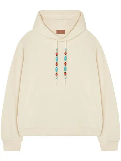 Alanui French Terry Drawstring Hoodie In White