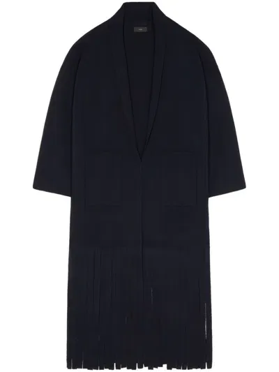 Alanui Fringed Belted Coat In Blue