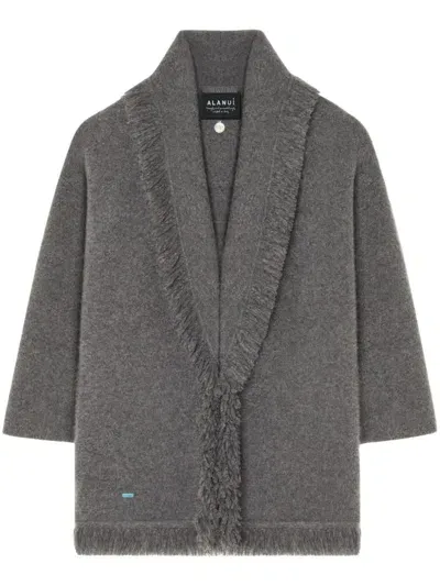 Alanui Fringed-edge Cashmere-blend Cardigan In Grey