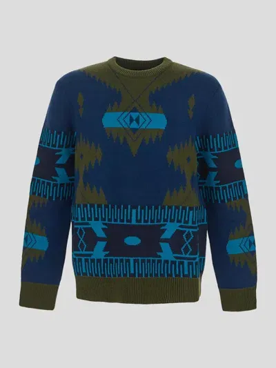 Alanui Icon Jacquard Sweater In Navy