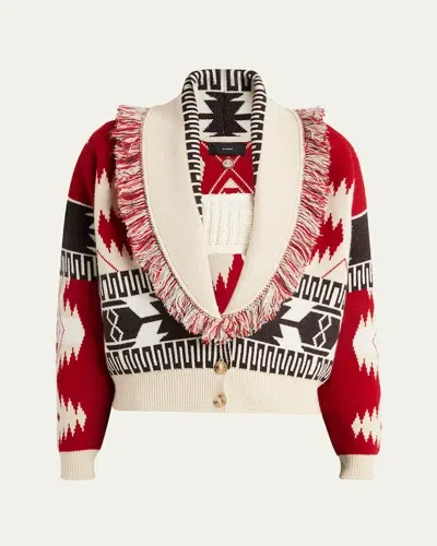 Alanui Icon Jacquard Wool-cashmere Cardigan Bomber In Bunt