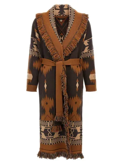 Alanui Icon Long Cardigan In Brown