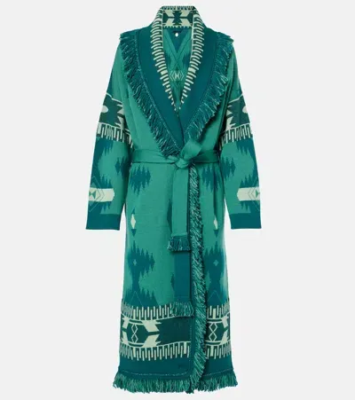 Alanui Icon Wool Jacquard Coat In Green