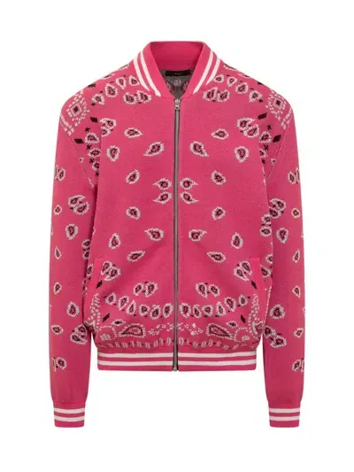 Alanui Bandana-print Zip-up Cardigan In Pink