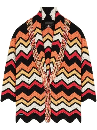 Alanui Kaleidoscopic Chevron Knit Cardigan In Orange