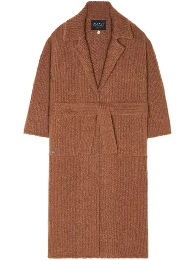 Alanui Knitted Robe Coat In Brown