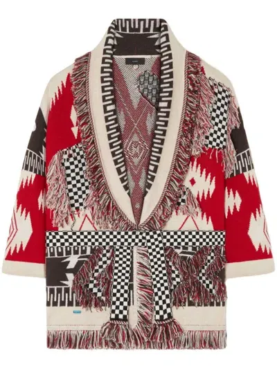 Alanui Racing Icon Wool Cardigan In Red