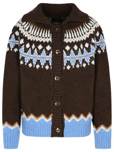 Alanui Fair Isle Intarsia Knitted Buttoned Cardi Coat In Multi