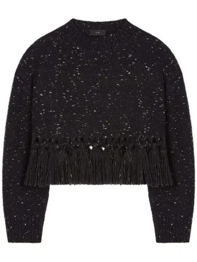 Alanui The Astral Metallic-knit Cropped Sweater In Midnight Blue Gol