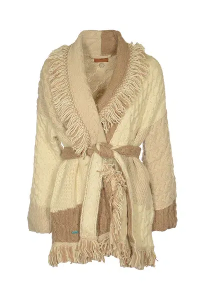 Alanui The Talking Glacier Wool Cardigan In Beige