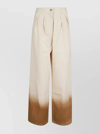 Alanui Bright Hues Wide Cotton Denim Jeans In White