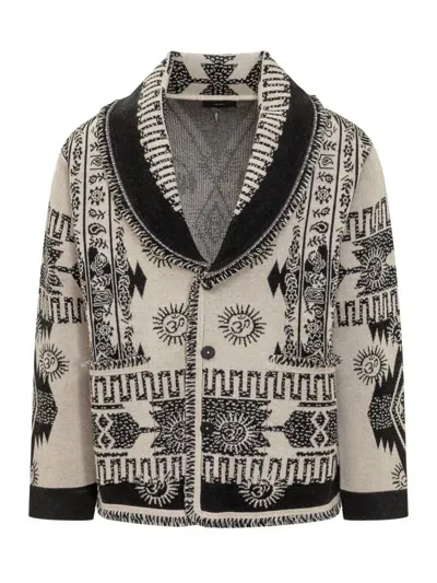 Alanui Wood Block Cardigan In Black