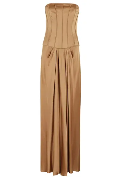 Alberta Ferretti Abito Satin In Beige