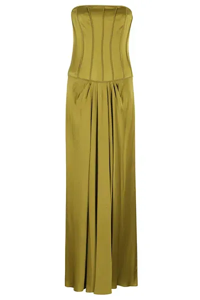 Alberta Ferretti Abito Satin In Green