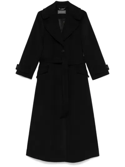 Alberta Ferretti Belted Coat In Black