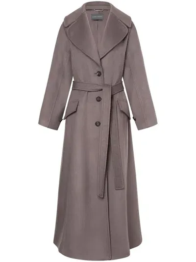 Alberta Ferretti Belted Felted Coat In Grey