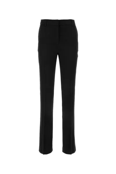 Alberta Ferretti Black Satin Cigarette Pant In Nero