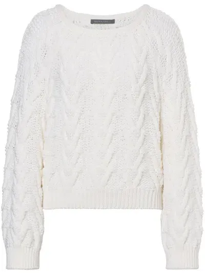 Alberta Ferretti Cable-knit Virgin Wool Jumper In White