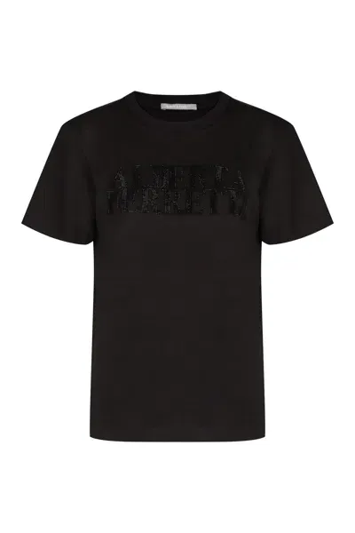 Alberta Ferretti Cotton Crew-neck T-shirt In Black