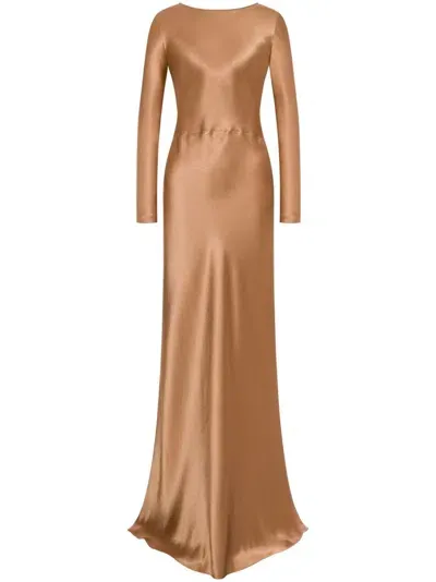 Alberta Ferretti Draped Dress In Beige