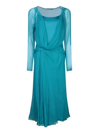 Alberta Ferretti Draped Long In Blue