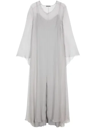 Alberta Ferretti Draped Maxi Dress In Grey