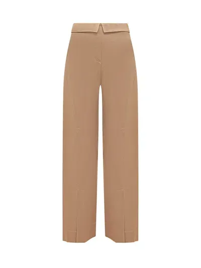 Alberta Ferretti Viscose Satin Enver Pant In Brown