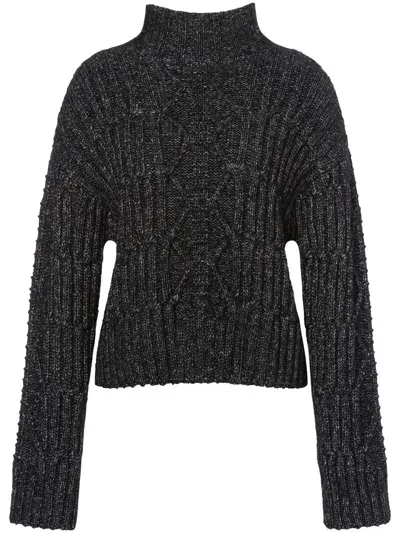 Alberta Ferretti High-neck Chunky-knit Jumper In Grey