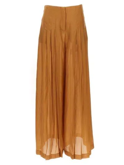 Alberta Ferretti Silk Pants In Beige