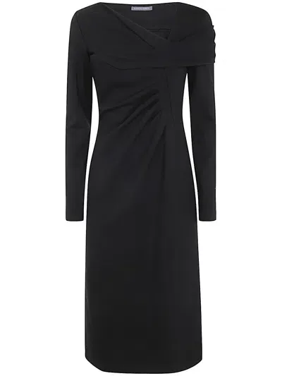 Alberta Ferretti Jersey Milano Stitch Midi Dress In Black